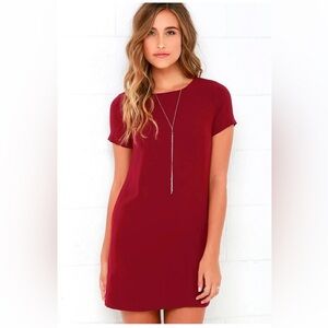 Lulu’s Shift and Shout Wine Red Shift Dress